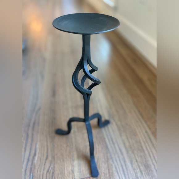 Accents Twisted Wrought Cast Iron Metal Floor Standing Candle Holder